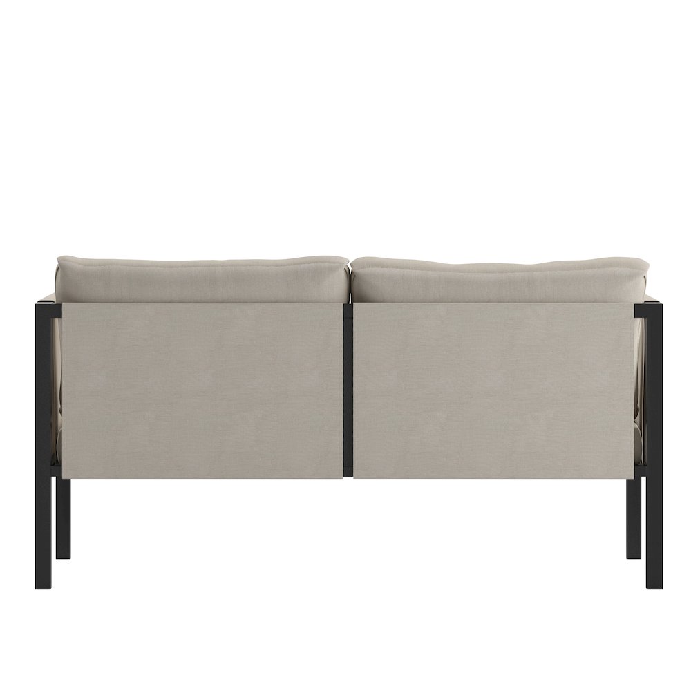 Loveseat with Cushions, Black with Beige Cushions. Picture 6