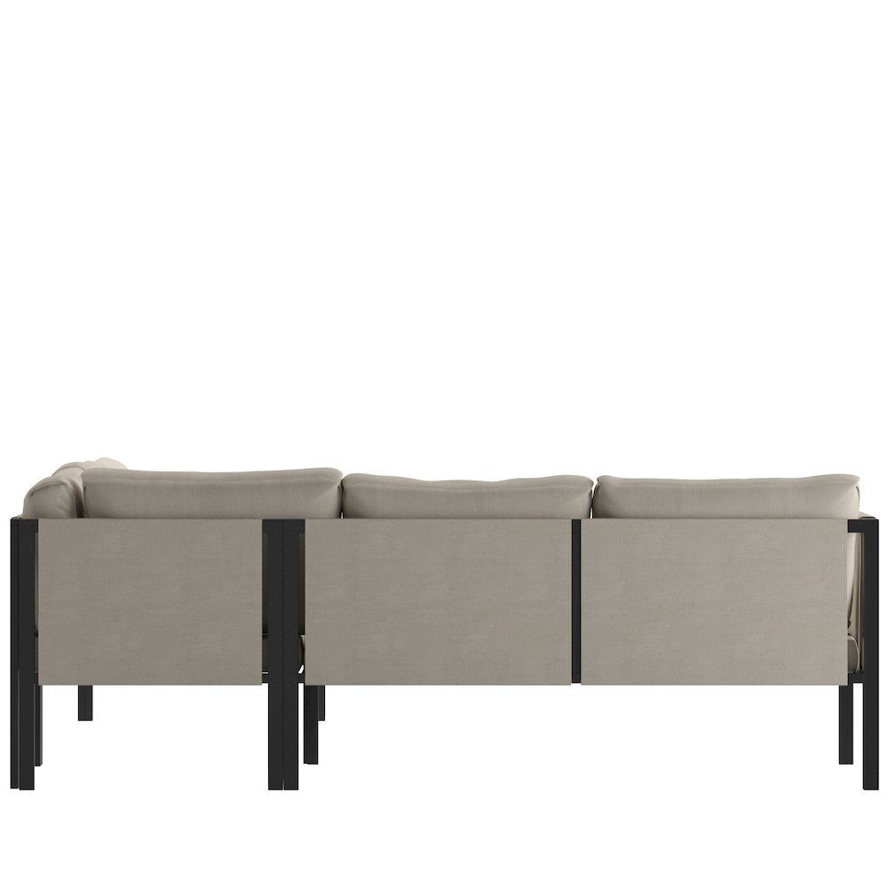 Sectional with Cushions, Black with Beige Cushions. Picture 6