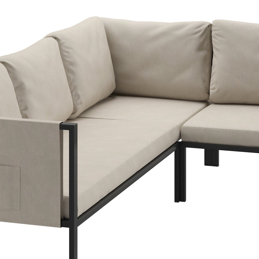 Sectional with Cushions, Black with Beige Cushions. Picture 7