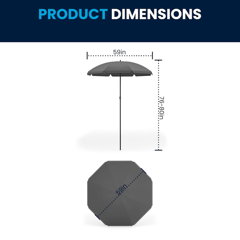 6 Piece Black Patio Garden Set with Umbrella Table and Set of 4 Folding Chairs. Picture 9