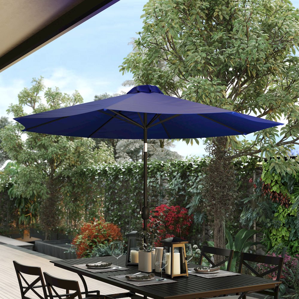 Navy 9 FT Round Umbrella with 1.5" Diameter Aluminum Pole. Picture 2