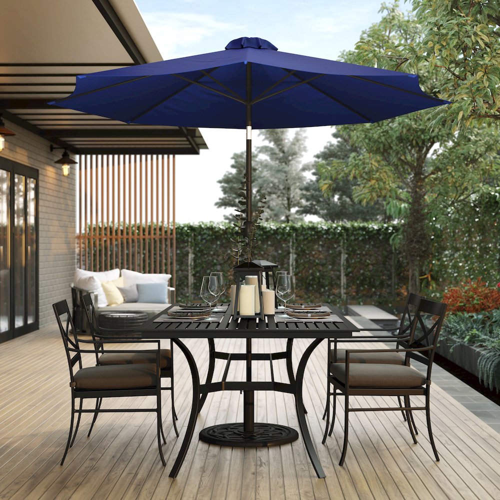 Navy 9 FT Round Umbrella with 1.5" Diameter Aluminum Pole. Picture 7