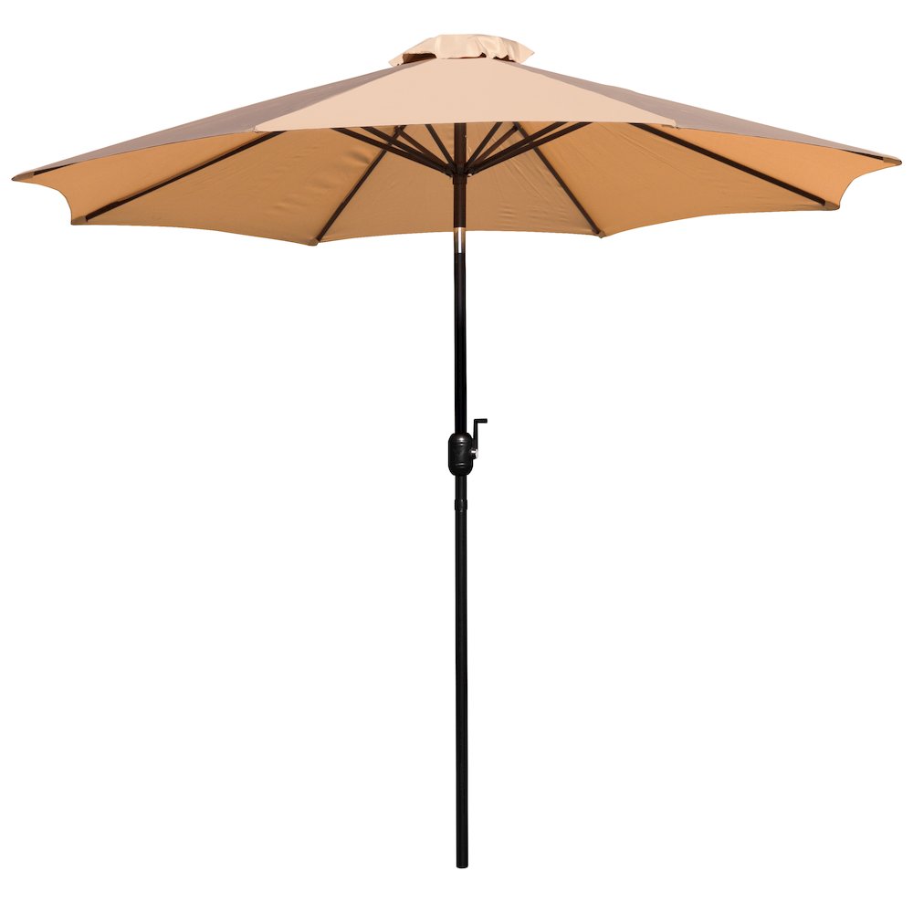 Tan 9 FT Round Umbrella with 1.5" Diameter Aluminum Pole. Picture 1