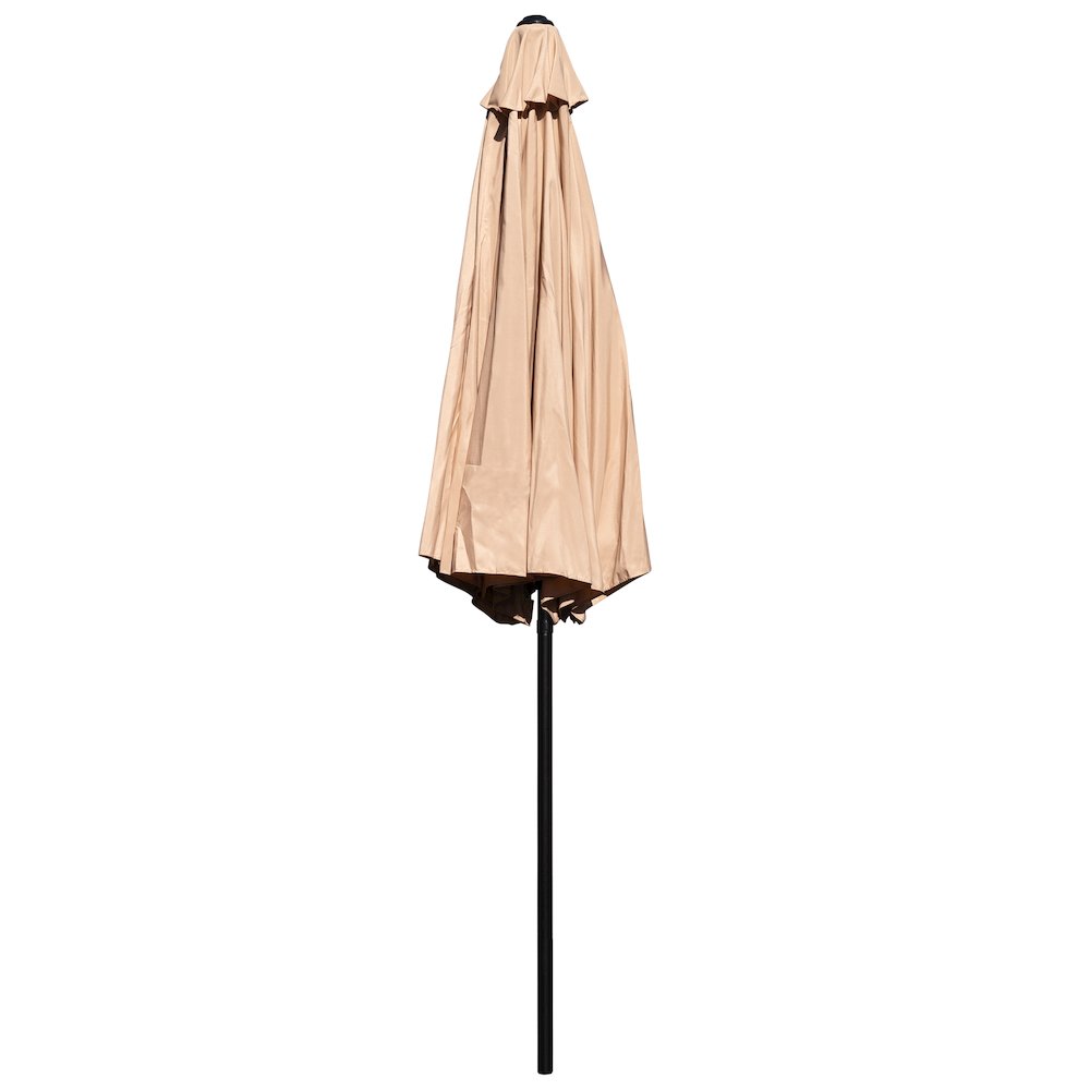 Tan 9 FT Round Umbrella with 1.5" Diameter Aluminum Pole. Picture 9