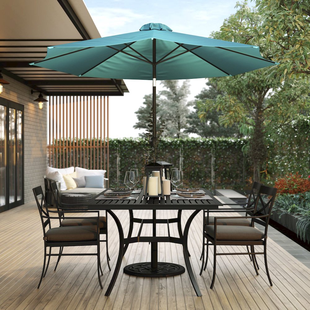 Teal 9 FT Round Umbrella with 1.5" Diameter Aluminum Pole. Picture 7