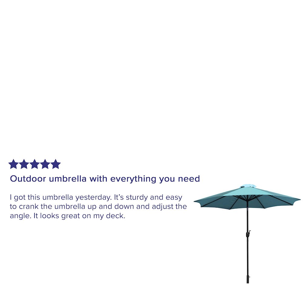 Teal 9 FT Round Umbrella with 1.5" Diameter Aluminum Pole. Picture 4