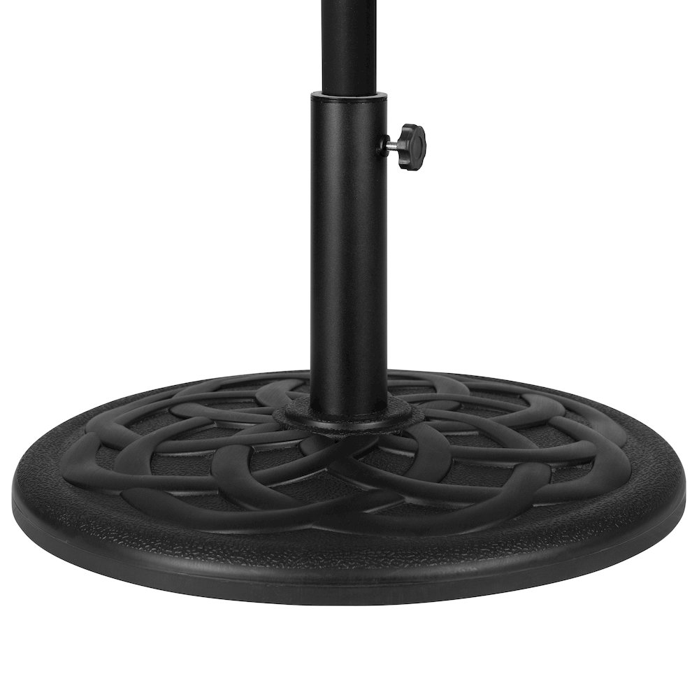 Tan 9 FT Round Umbrella with Crank and Tilt Function and Standing Umbrella Base. Picture 9