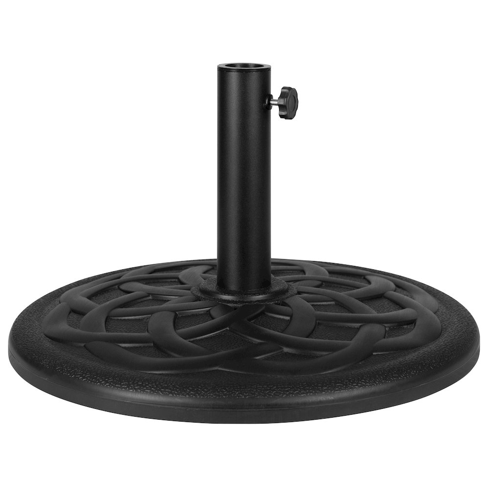 Universal Black Cement Patio Umbrella Base - 19.25" Diameter. Picture 1