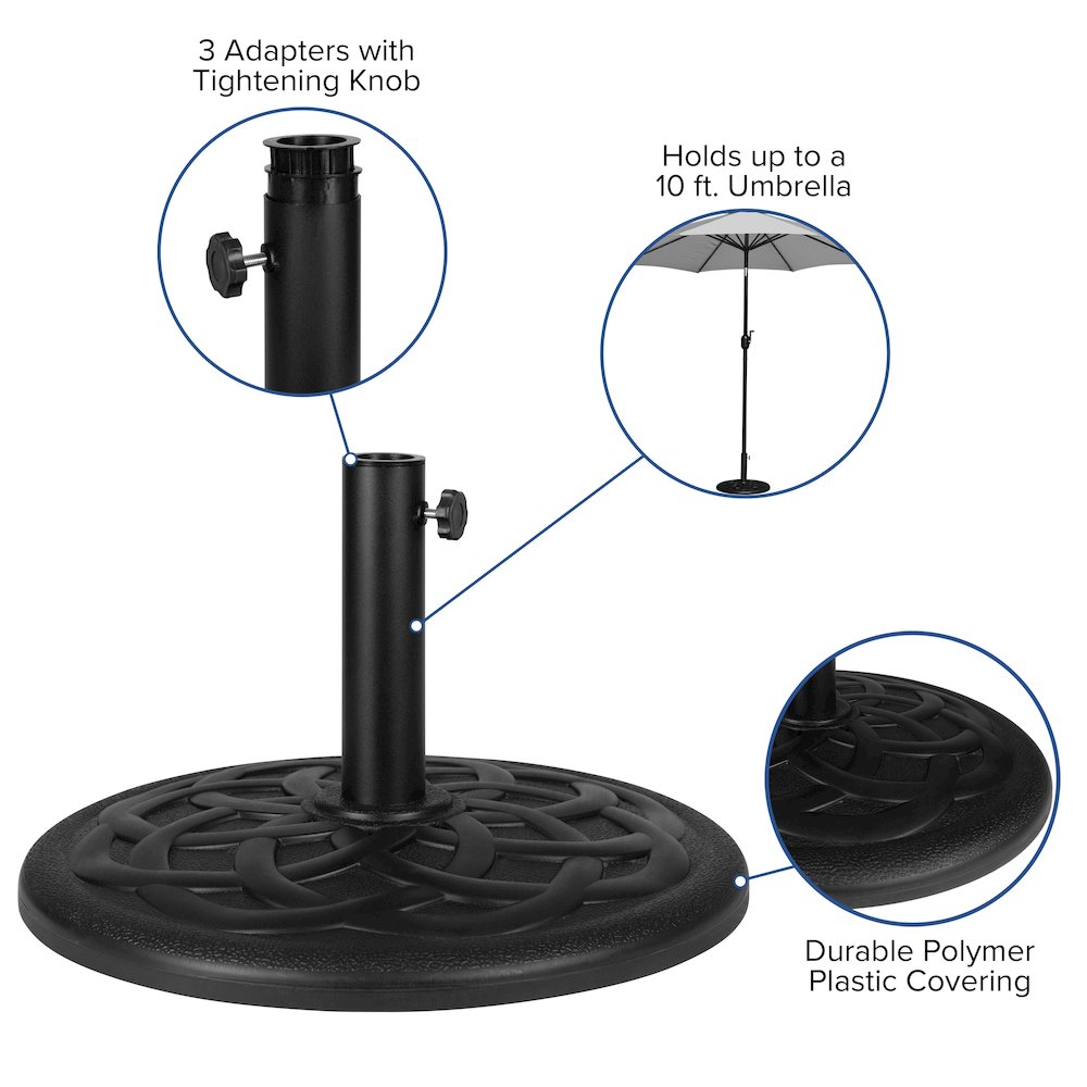 Universal Black Cement Patio Umbrella Base - 19.25" Diameter. Picture 5