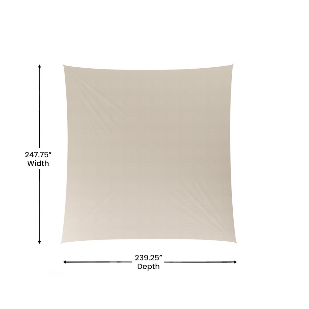 20ft Rectangle Sun Sail Shade Canopy with Included Nylon Attachment Ropes, Sand. Picture 5