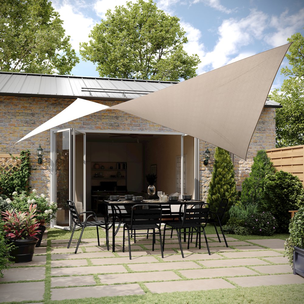 20ft Rectangle Sun Sail Shade Canopy with Included Nylon Attachment Ropes, Sand. Picture 3