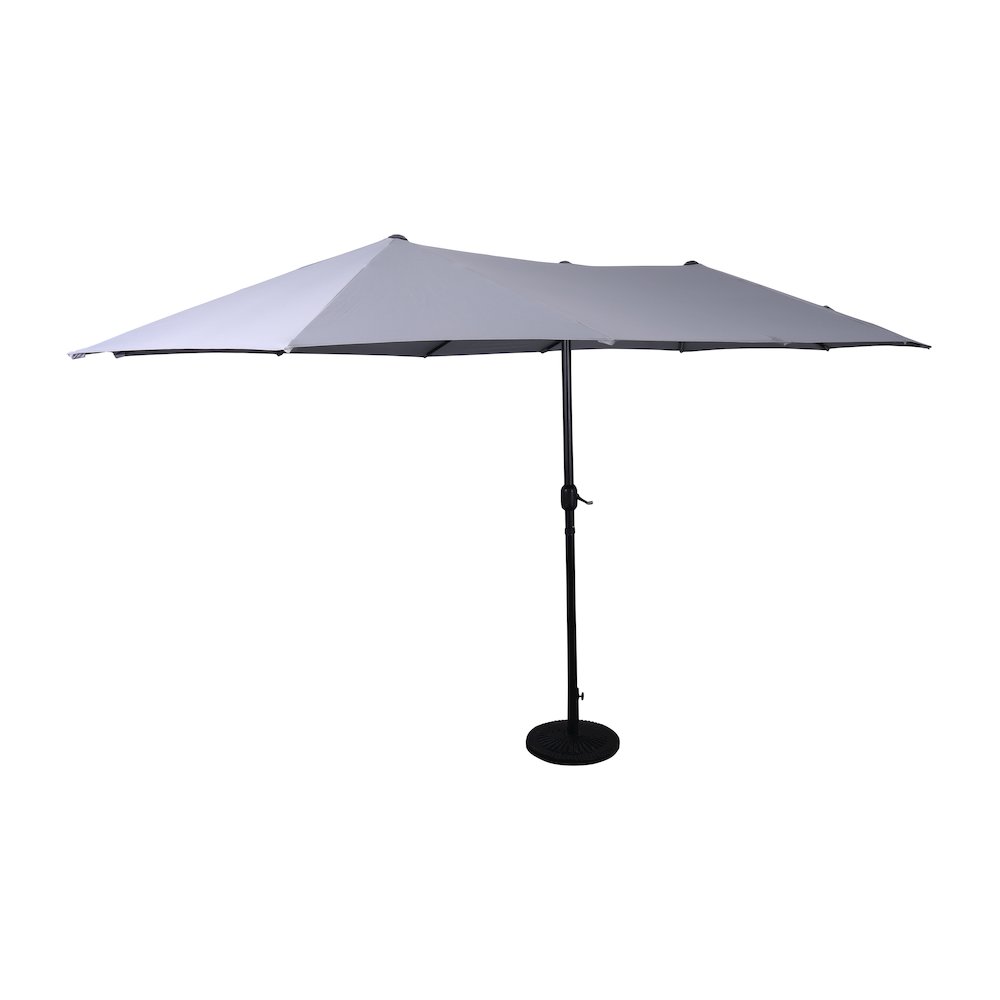 15 FT Triple Head Patio Umbrella with Crank and Easy Lift Functionality in Gray. Picture 1