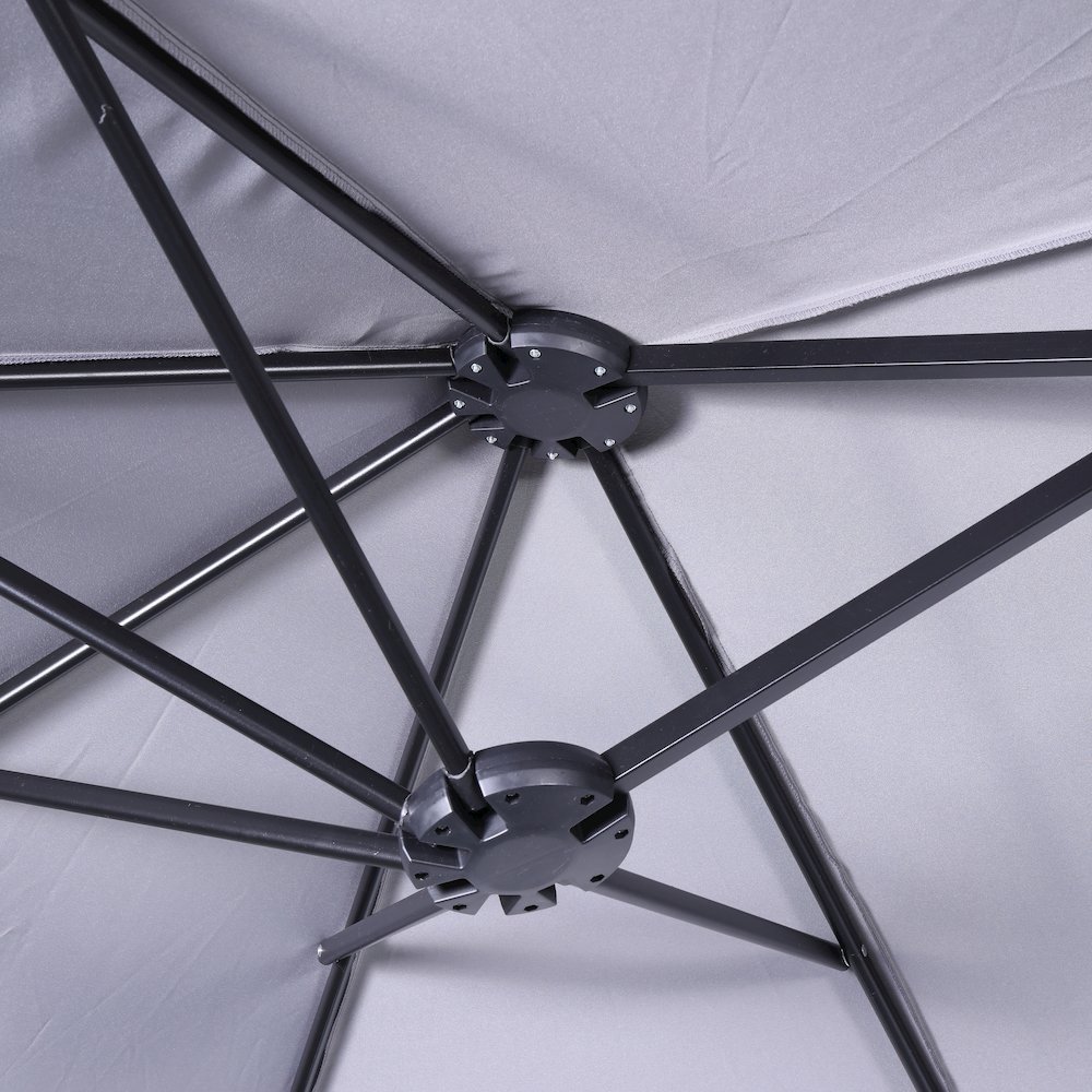 15 FT Triple Head Patio Umbrella with Crank and Easy Lift Functionality in Gray. Picture 9