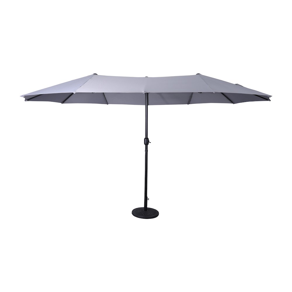 15 FT Triple Head Patio Umbrella with Crank and Easy Lift Functionality in Gray. Picture 8