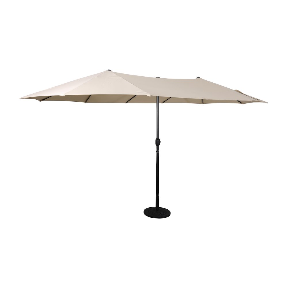 15 FT Triple Head Patio Umbrella with Crank and Easy Lift Functionality in Tan. Picture 1