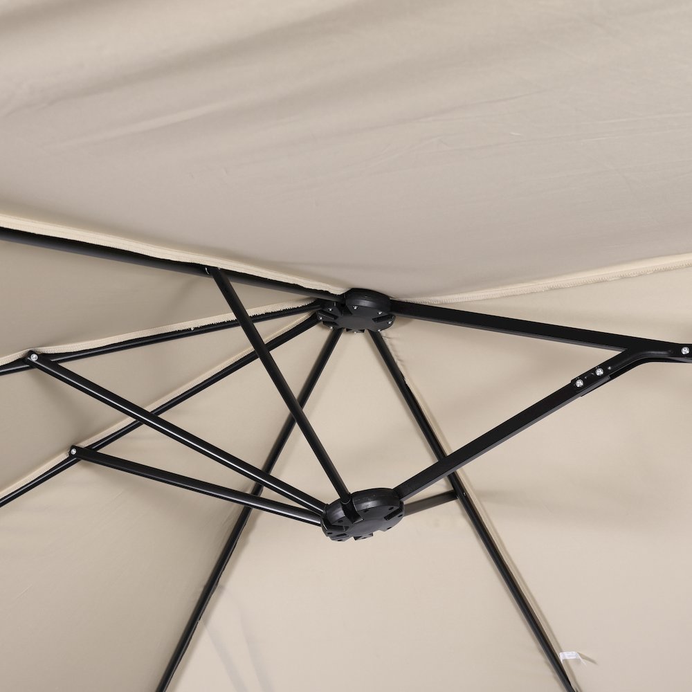 15 FT Triple Head Patio Umbrella with Crank and Easy Lift Functionality in Tan. Picture 9