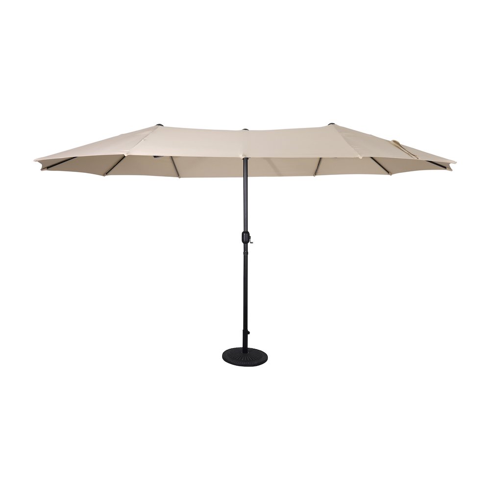 15 FT Triple Head Patio Umbrella with Crank and Easy Lift Functionality in Tan. Picture 8