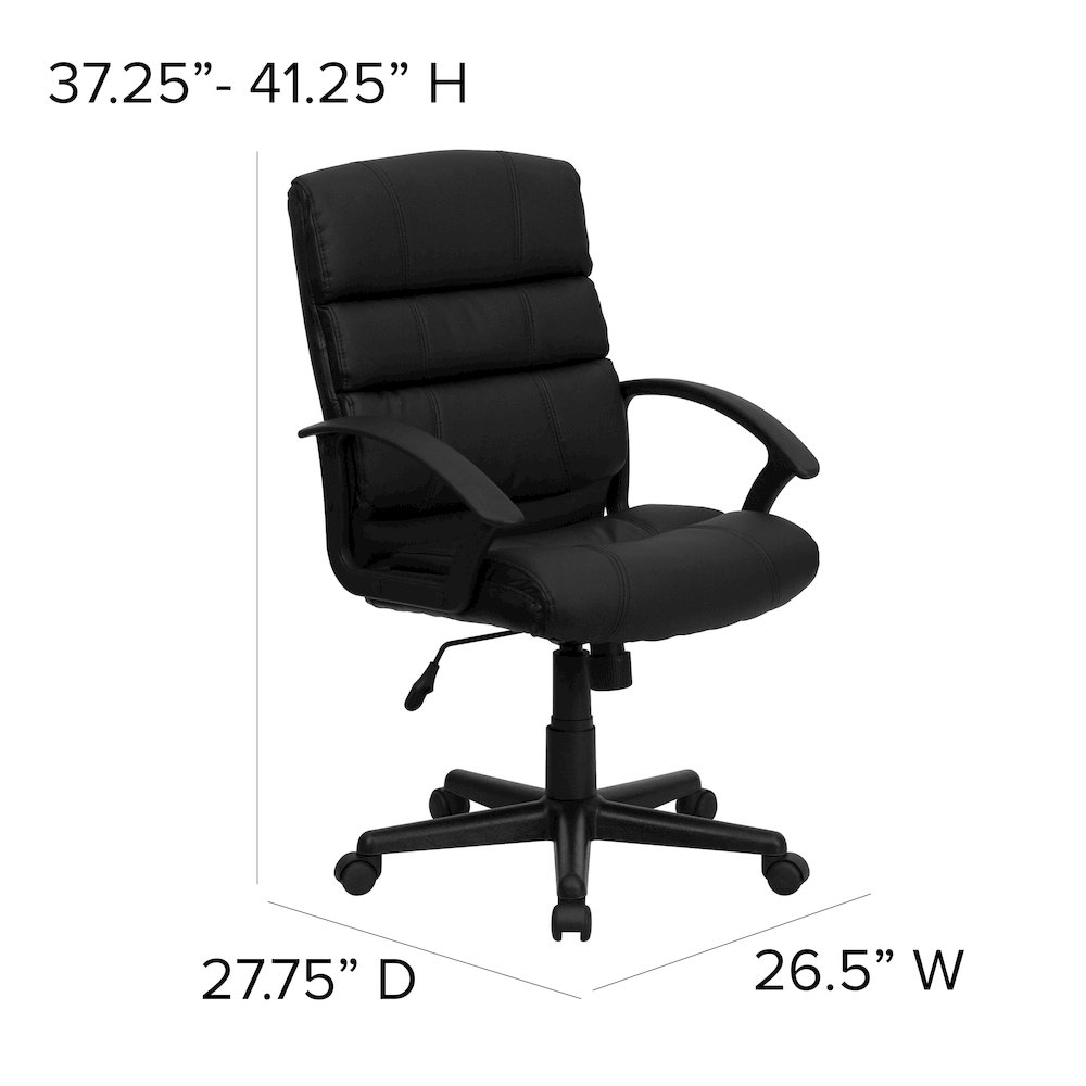 Mid-Back Black LeatherSoft Swivel Task Office Chair with Arms. Picture 5