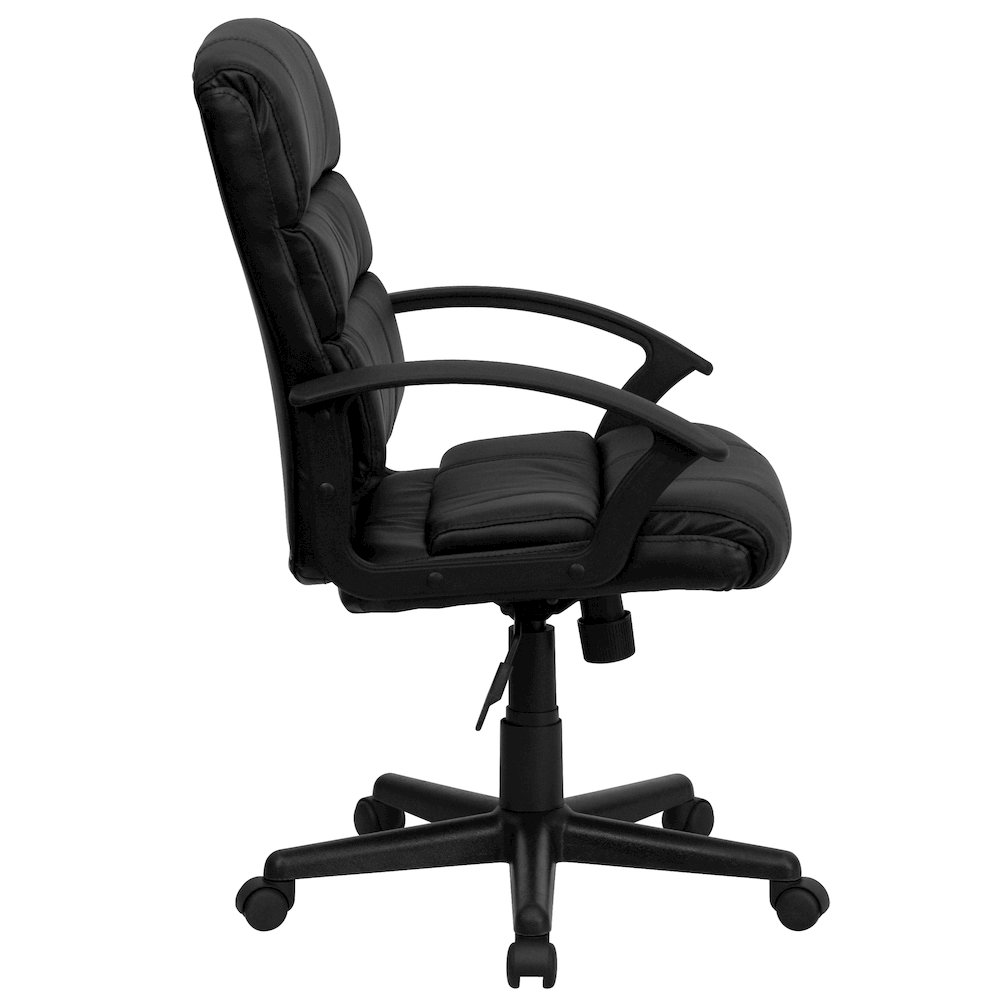 Mid-Back Black LeatherSoft Swivel Task Office Chair with Arms. Picture 8