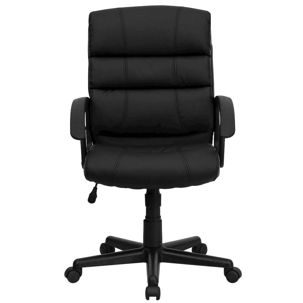 Mid-Back Black LeatherSoft Swivel Task Office Chair with Arms. Picture 9