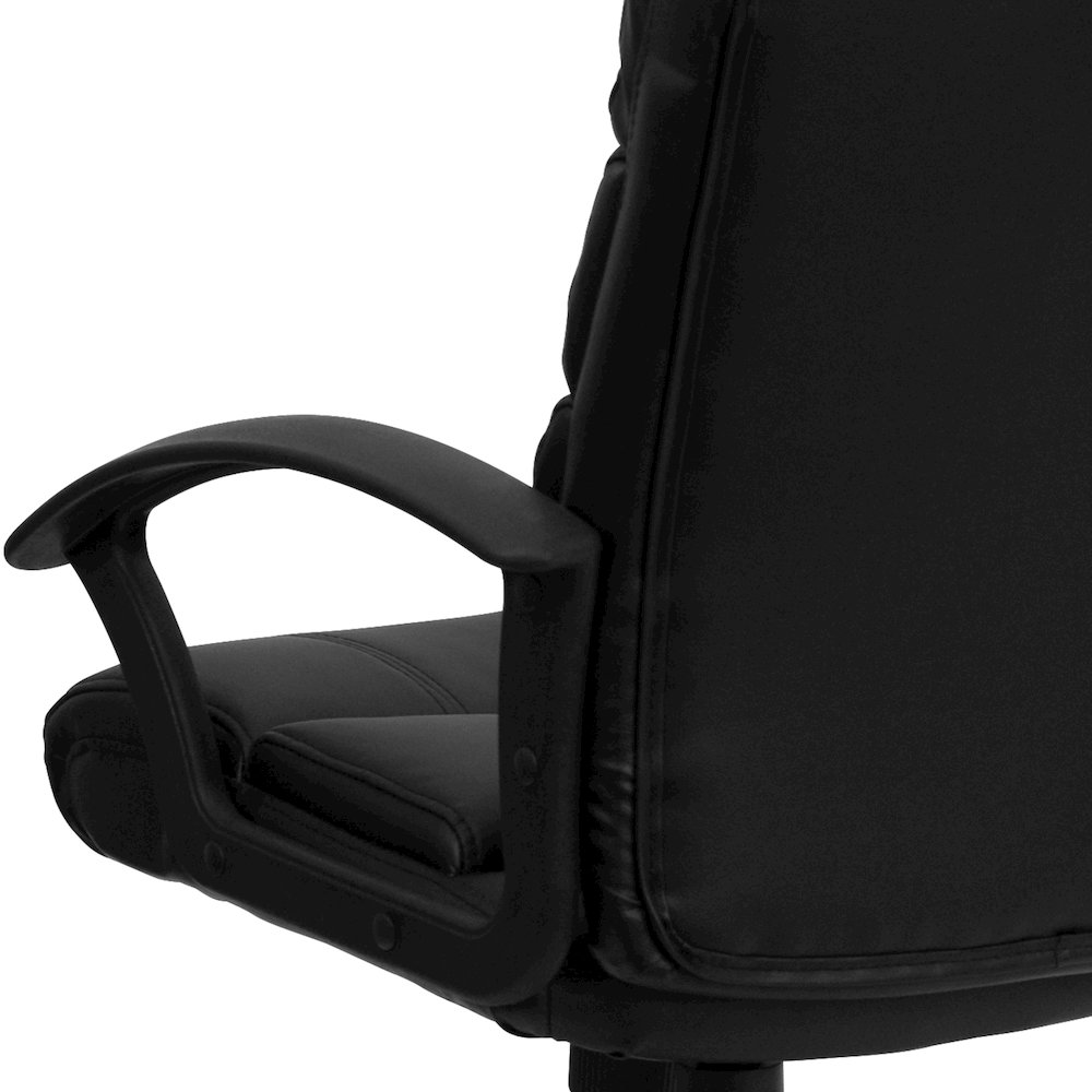 Mid-Back Black LeatherSoft Swivel Task Office Chair with Arms. Picture 11