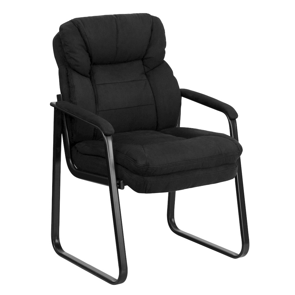 Black Microfiber Executive Side Reception Chair. Picture 1