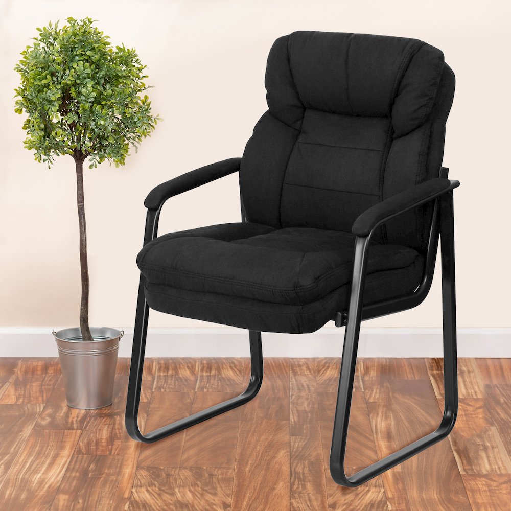 Black Microfiber Executive Side Reception Chair. Picture 2