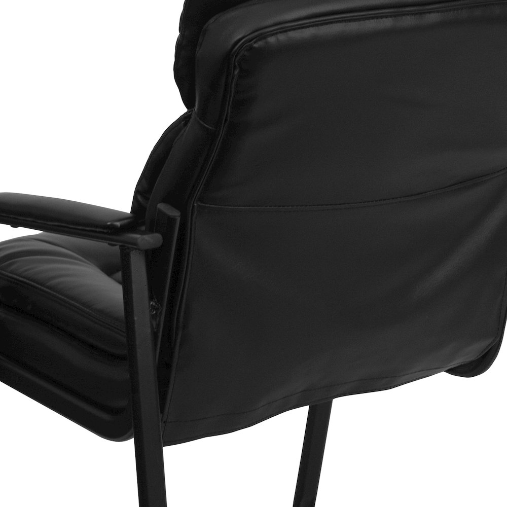 Black Executive Side Reception Chair with Lumbar Support and Sled Base. Picture 8