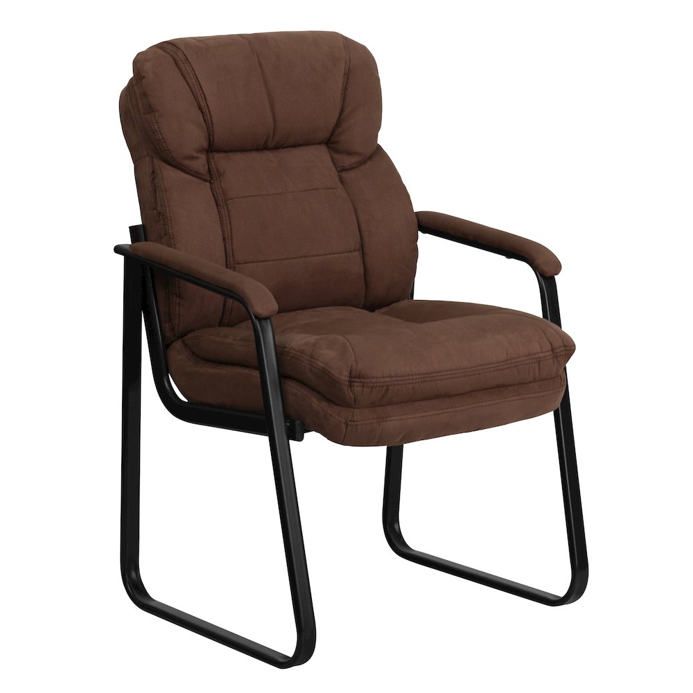 Brown Microfiber Executive Side Reception Chair. Picture 1