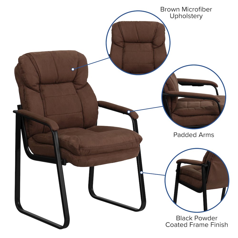 Brown Microfiber Executive Side Reception Chair. Picture 5