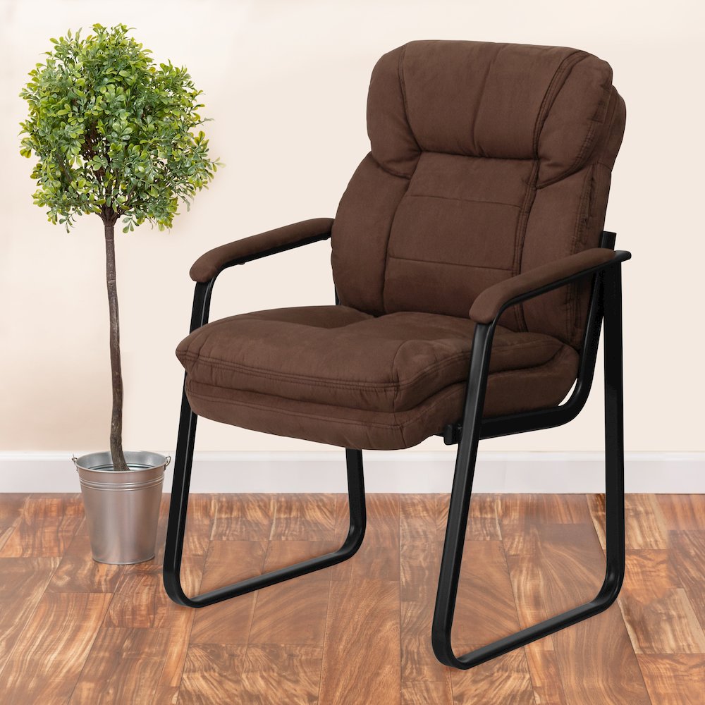 Brown Microfiber Executive Side Reception Chair. Picture 2
