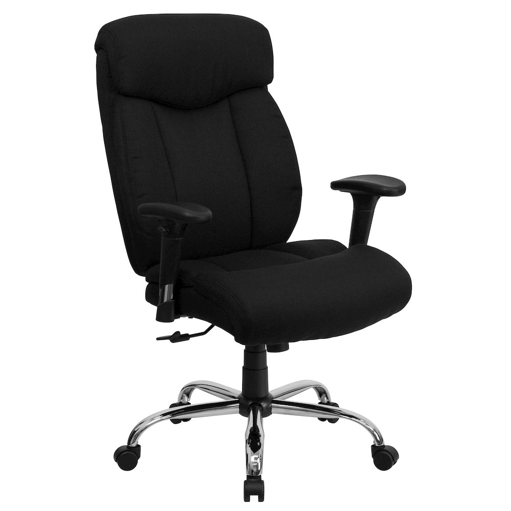 400 lb. Rated Black Fabric Executive Office Chair with Full Headrest and Arms. Picture 1