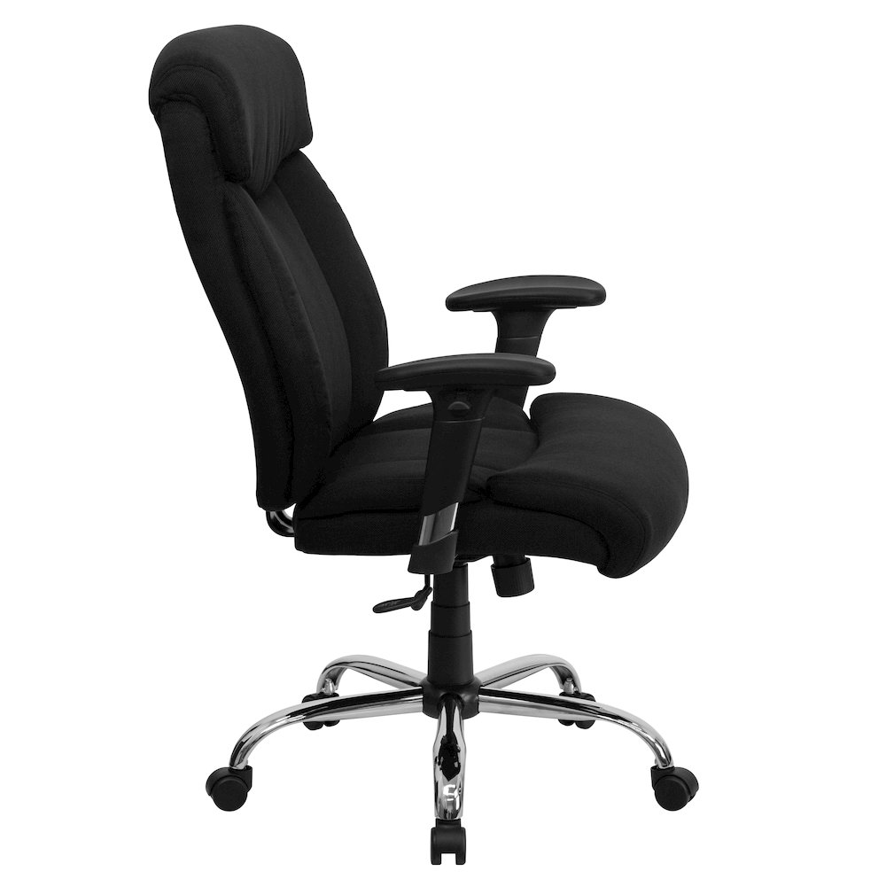 400 lb. Rated Black Fabric Executive Office Chair with Full Headrest and Arms. Picture 3