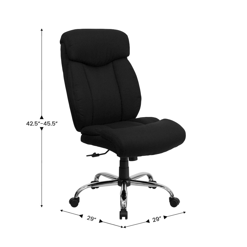 Big & Tall 400 lb. Rated Black Fabric Executive Office Chair and Chrome Base. Picture 5