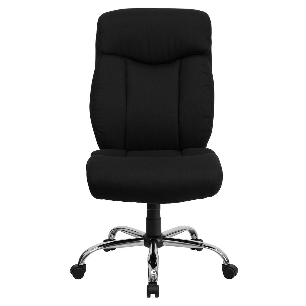 Big & Tall 400 lb. Rated High Back Black Fabric Executive Ergonomic Office Chair with Full Headrest and Chrome Base. Picture 4