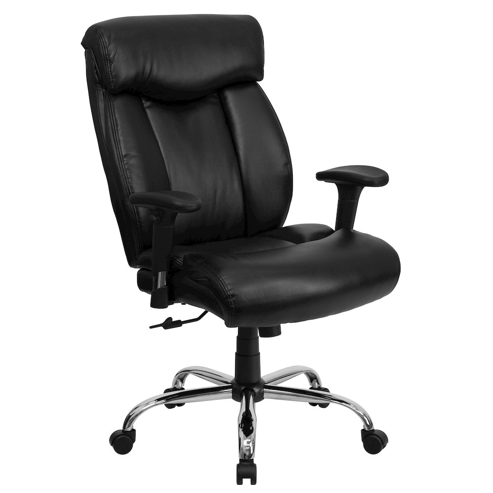 Big & Tall 400 lb. Rated Black Executive Office Chair with Full Headrest & Arms. Picture 1
