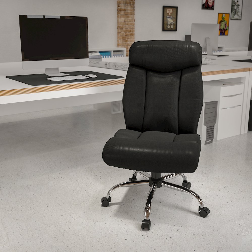 Big & Tall 400 lb. Rated Black Executive Office Chair with Full Headrest. Picture 2