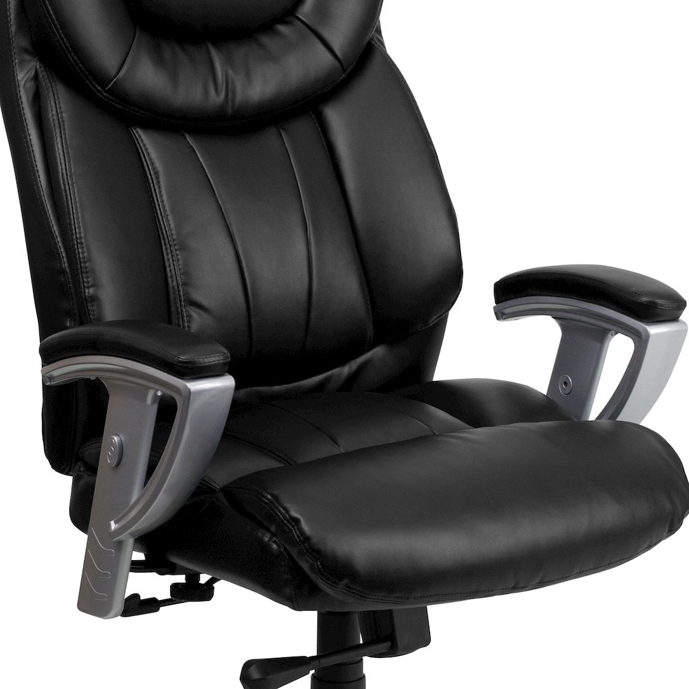 400 lb. Rated Black Executive Office Chair with Silver Adjustable Arms. Picture 8