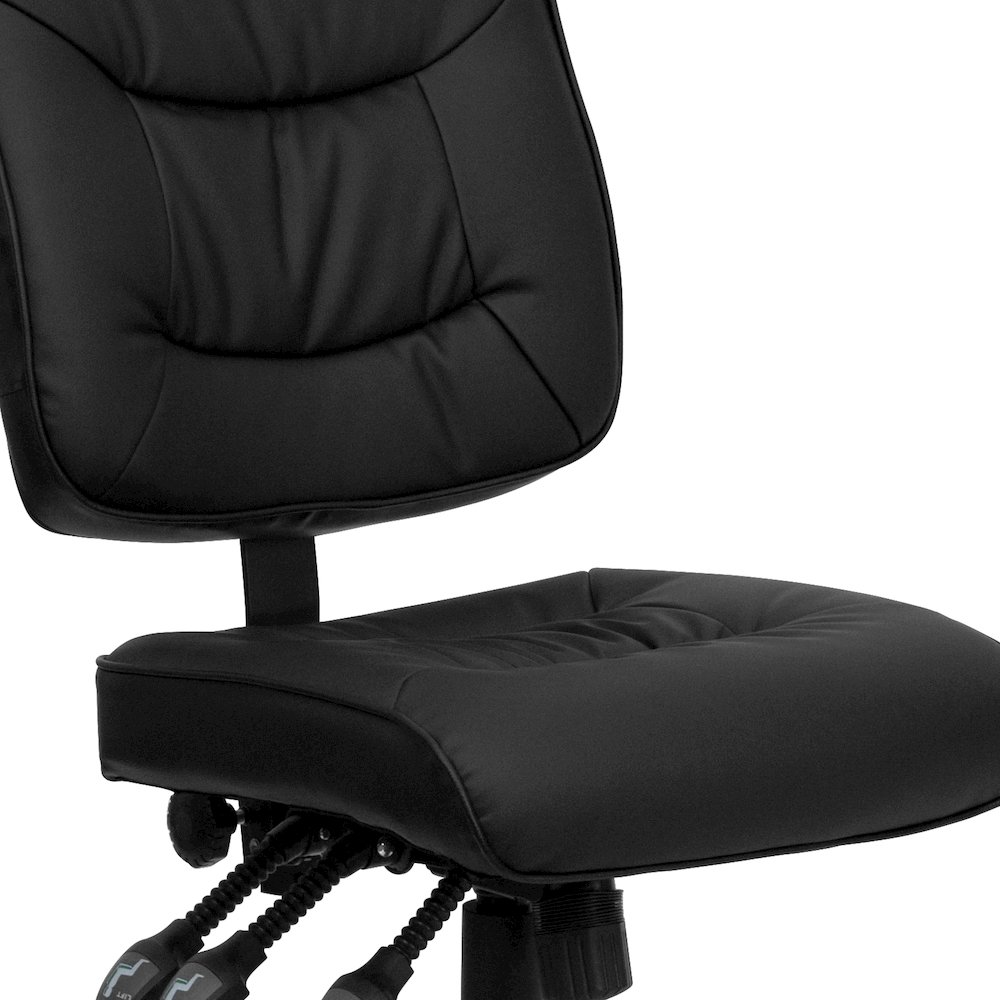 Mid-Back Black LeatherSoft Multifunction Swivel Ergonomic Task Office Chair. Picture 8