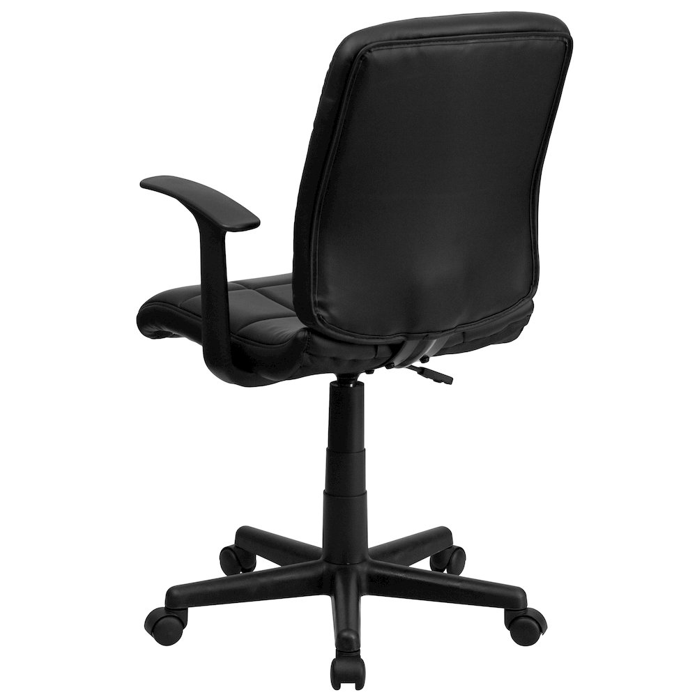Mid-Back Black Quilted Vinyl Swivel Task Office Chair with Arms. Picture 8