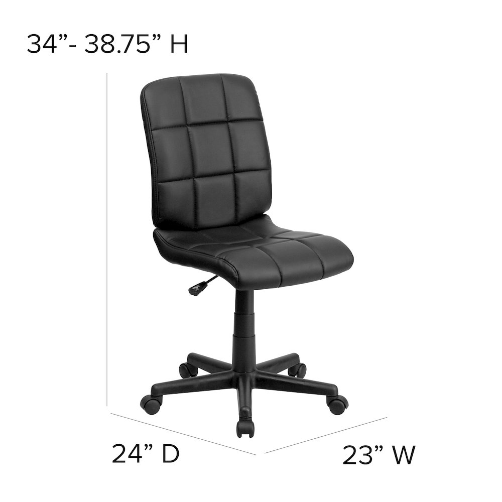 Mid-Back Black Quilted Vinyl Swivel Task Office Chair. Picture 7