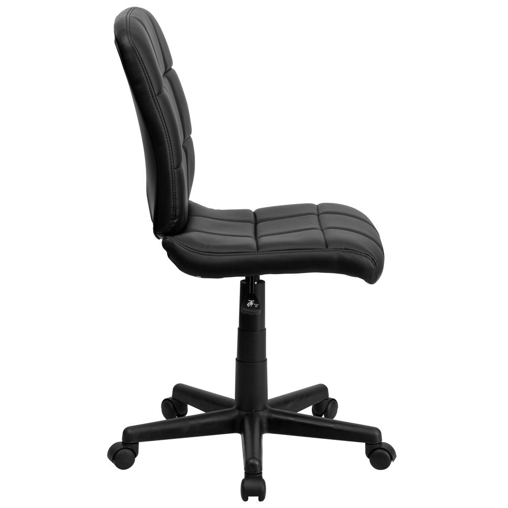 Mid-Back Black Quilted Vinyl Swivel Task Office Chair. Picture 3