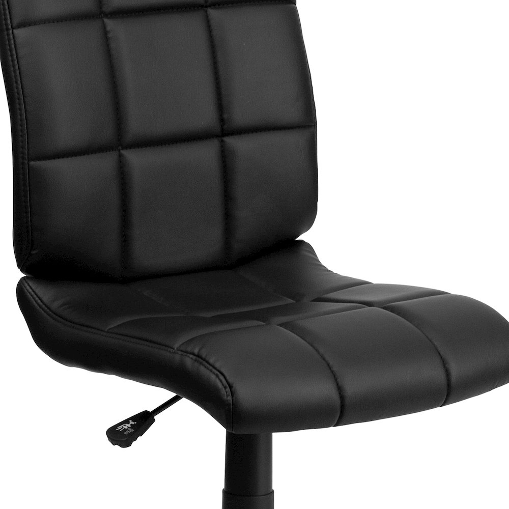 Mid-Back Black Quilted Vinyl Swivel Task Office Chair. Picture 9