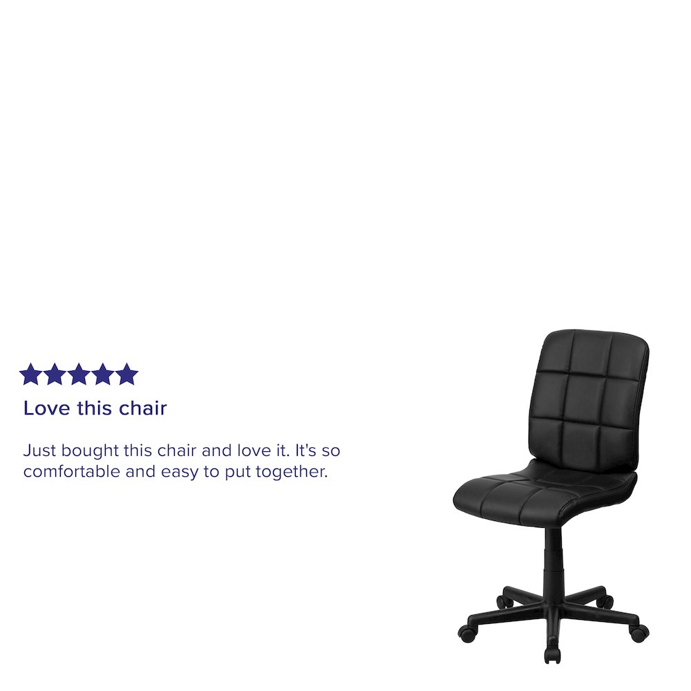 Mid-Back Black Quilted Vinyl Swivel Task Office Chair. Picture 5