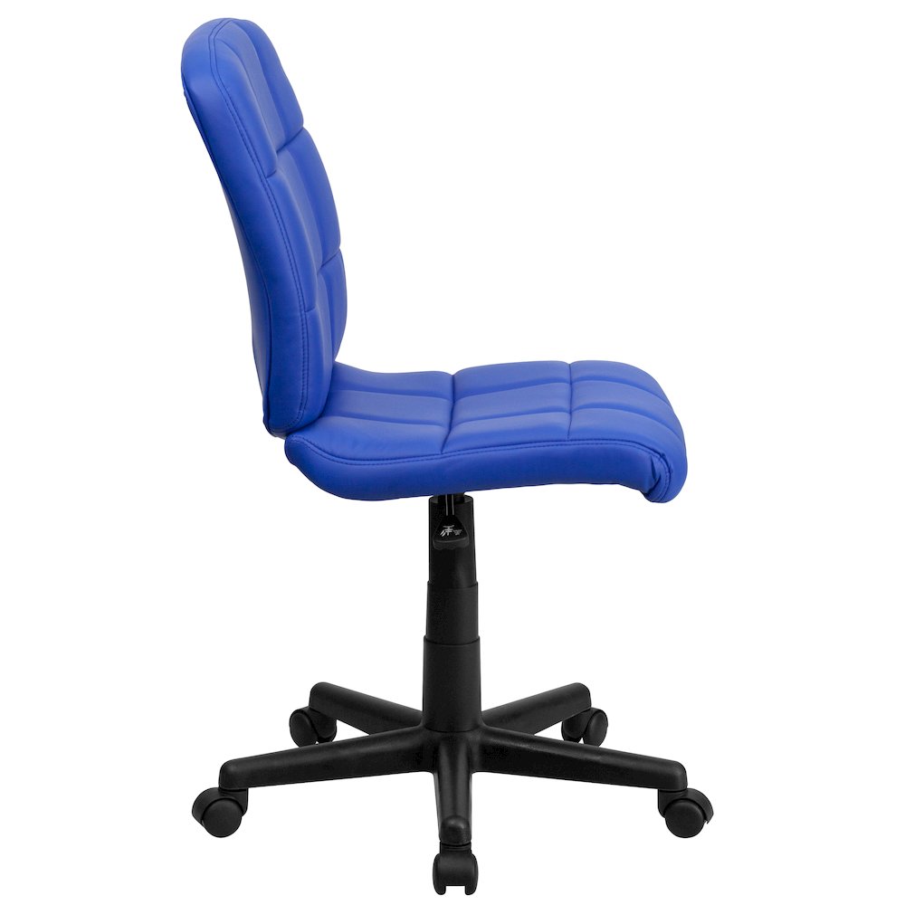 Mid-Back Blue Quilted Vinyl Swivel Task Office Chair. Picture 10