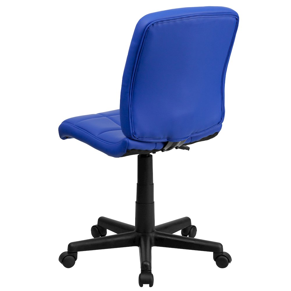 Mid-Back Blue Quilted Vinyl Swivel Task Office Chair. Picture 8