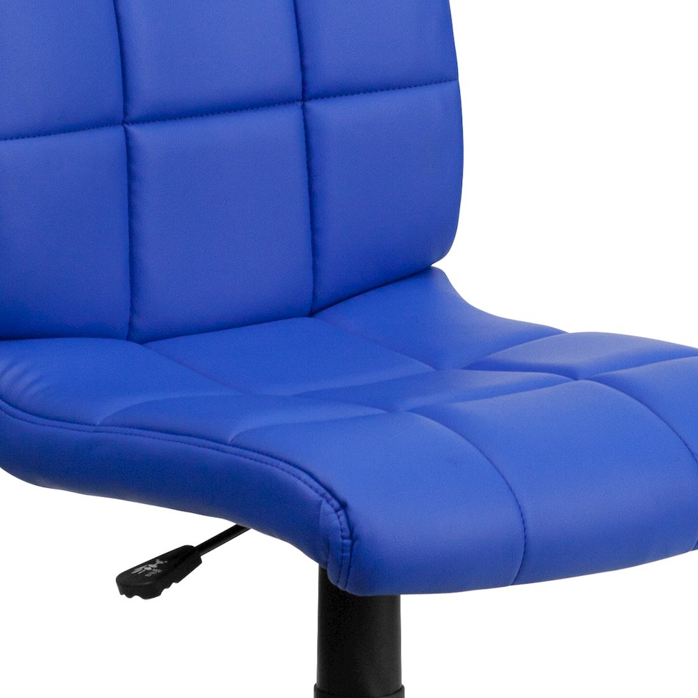 Mid-Back Blue Quilted Vinyl Swivel Task Office Chair. Picture 12