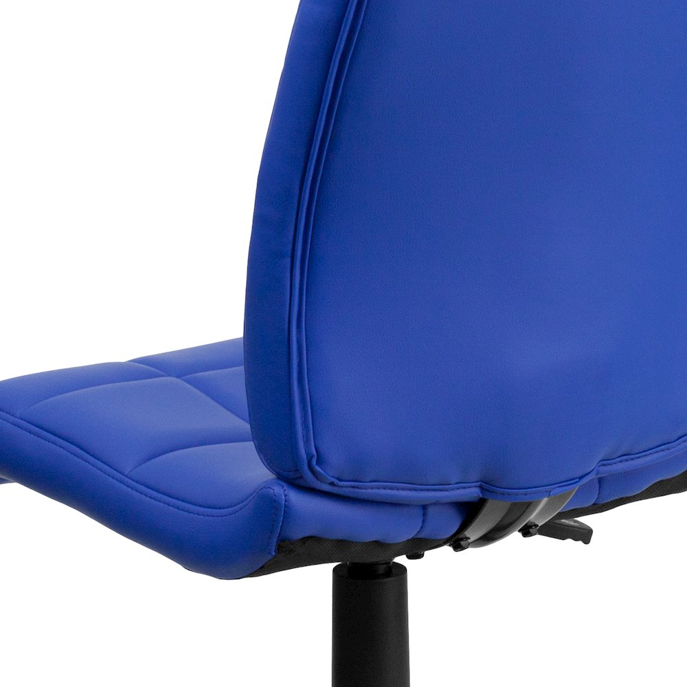 Mid-Back Blue Quilted Vinyl Swivel Task Office Chair. Picture 9
