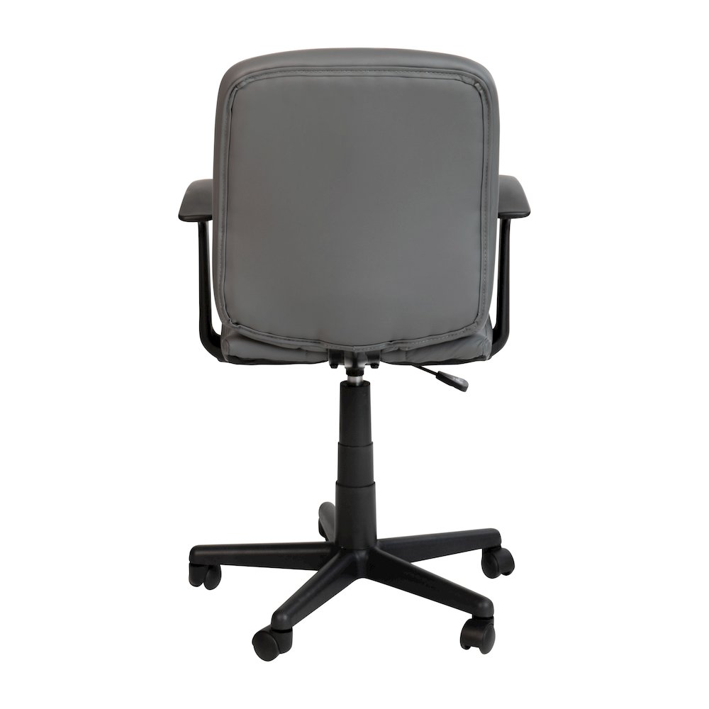 Mid-Back Gray Quilted Vinyl Swivel Task Office Chair with Arms. Picture 8