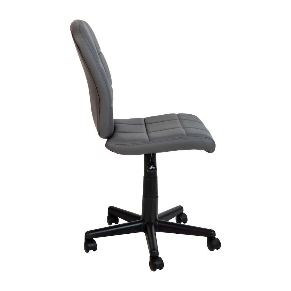 Mid-Back Gray Quilted Vinyl Swivel Task Office Chair. Picture 10